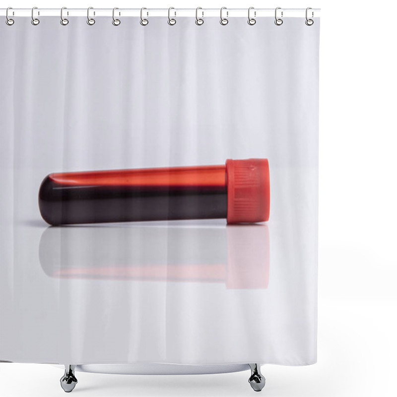 Personality  COVID 19 Coronavirus Infected Blood Sample In The Sample Tube. Shower Curtains