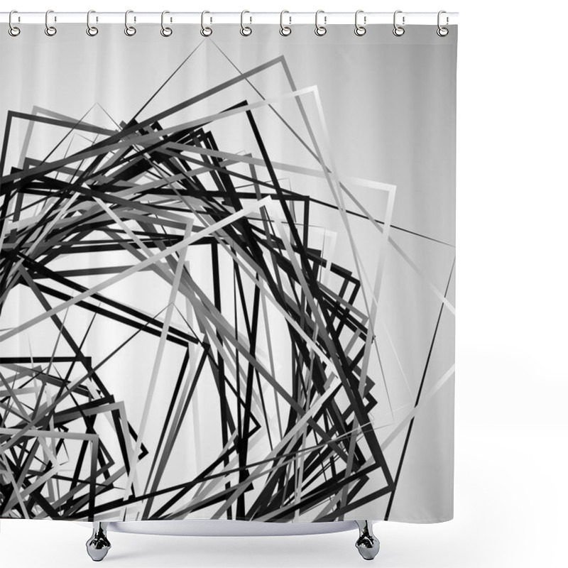 Personality  Edgy Angular Monochrome Geometric Squares Shower Curtains