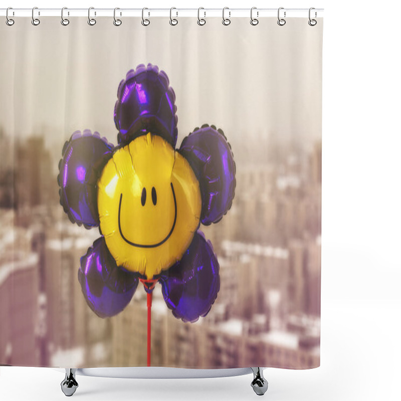 Personality  Air Balloon With Smiley Face Shower Curtains