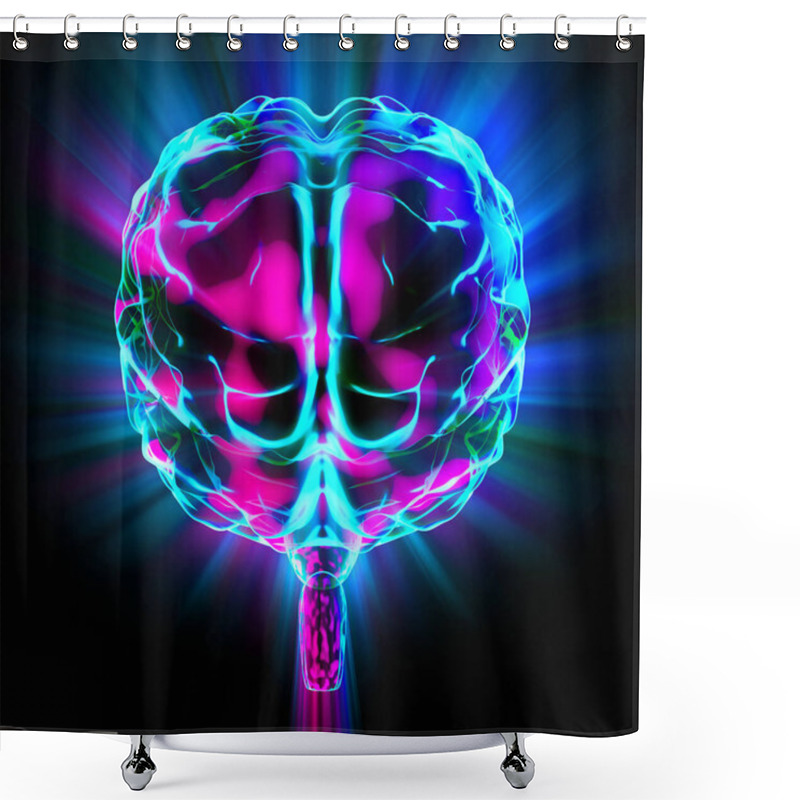 Personality  Human Brain And Light Rays - 3D Illustration Shower Curtains