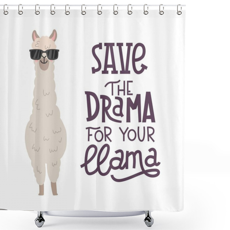 Personality  Lama Lettering Poster Shower Curtains