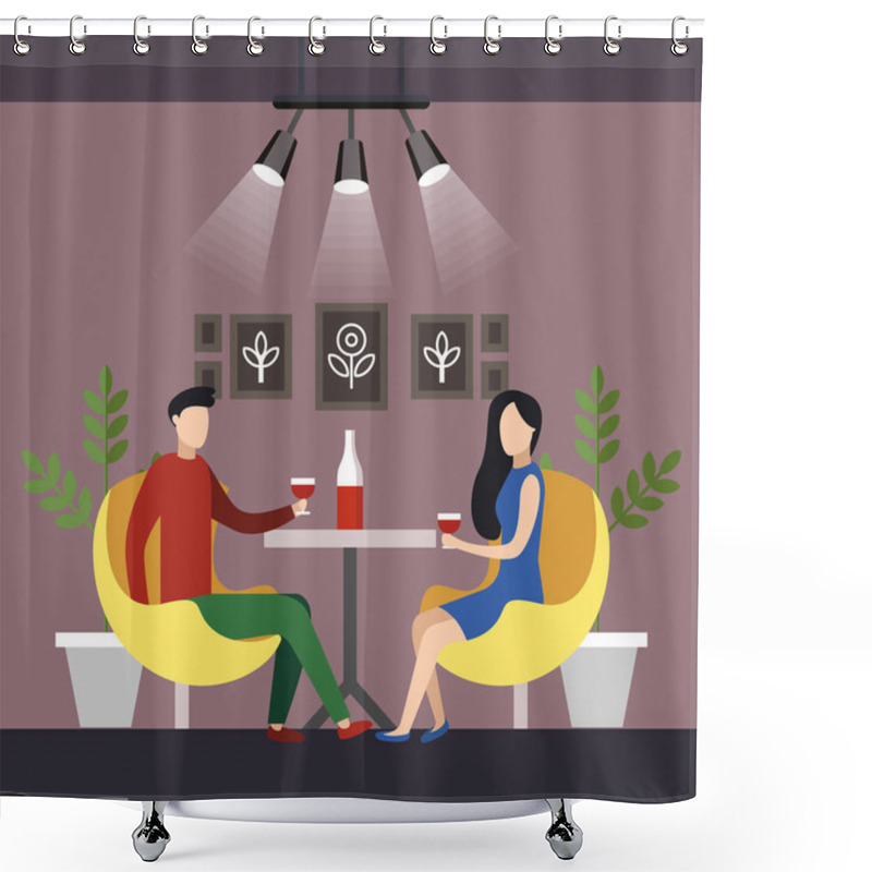 Personality  Professional Coworking Space Flat Cartoon Vector. Shower Curtains