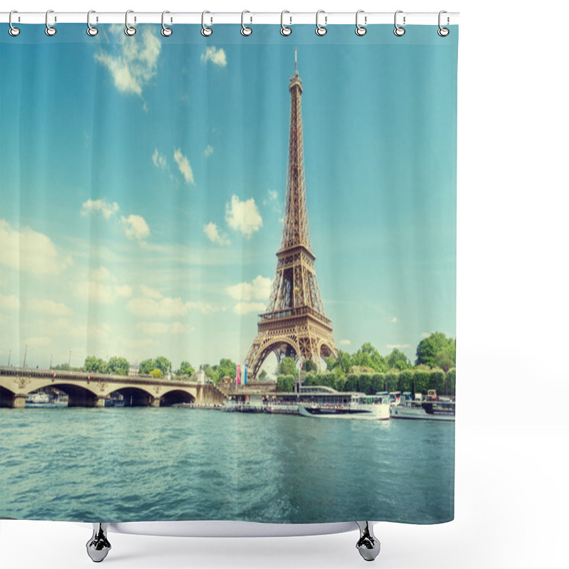 Personality  Seine In Paris With Eiffel Tower In Morning Time Shower Curtains