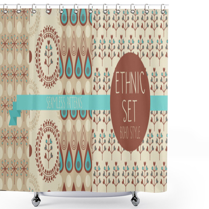 Personality  Set Of Abstract Seamless Patterns Shower Curtains