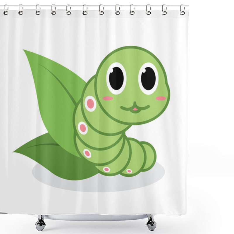 Personality  Cute Green Worm Cartoon Shower Curtains