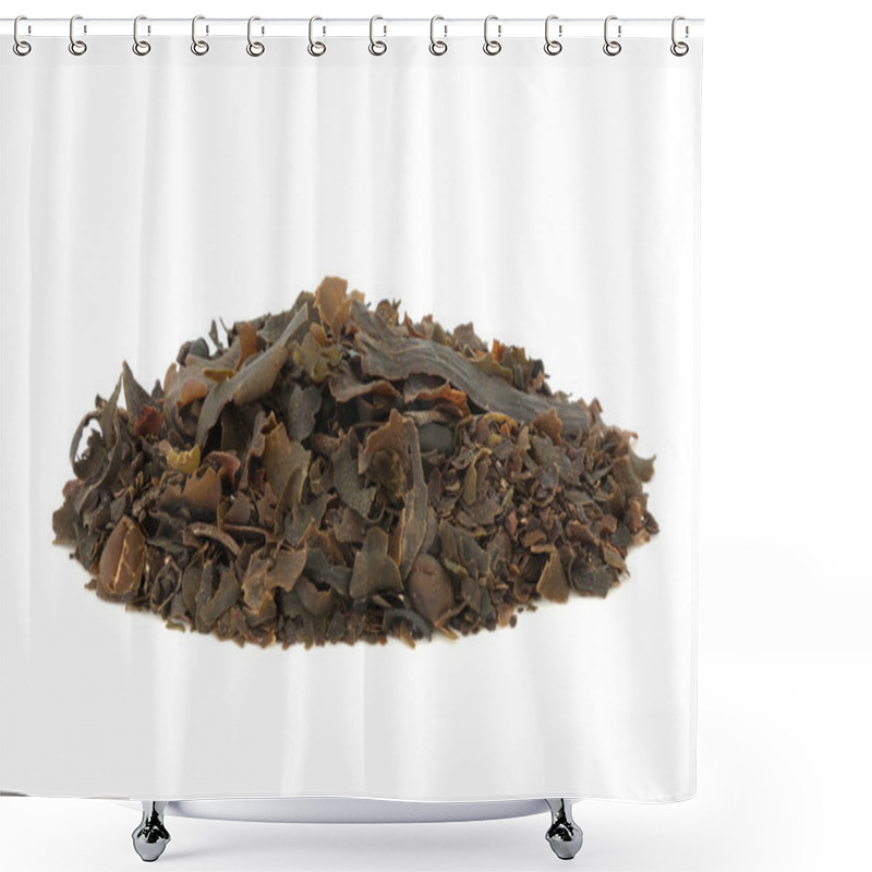 Personality  Bladderwrack Herb Used In Herbal Medicine To Treat Obesity, Joint Pain, Heartburn, Constipation, Arteriosclerosis & Digestive Disorders. On White Background. Fucus Vesiculosus. Shower Curtains