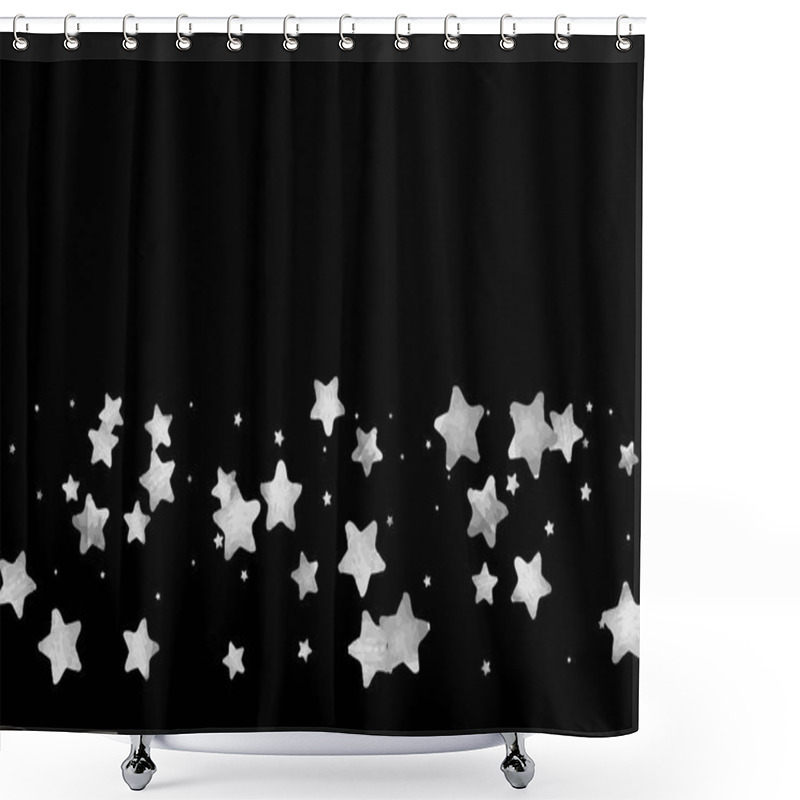 Personality  Silver Star Confetti. Shower Curtains