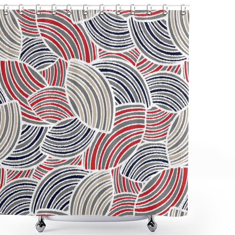 Personality  Seamless Abstract Geometric Pattern Of Random Arcuate Stripes. Shower Curtains