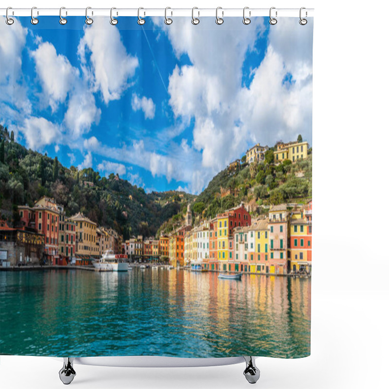 Personality  City View Of Portofino In Liguria With A Harbour From The Sea Shower Curtains