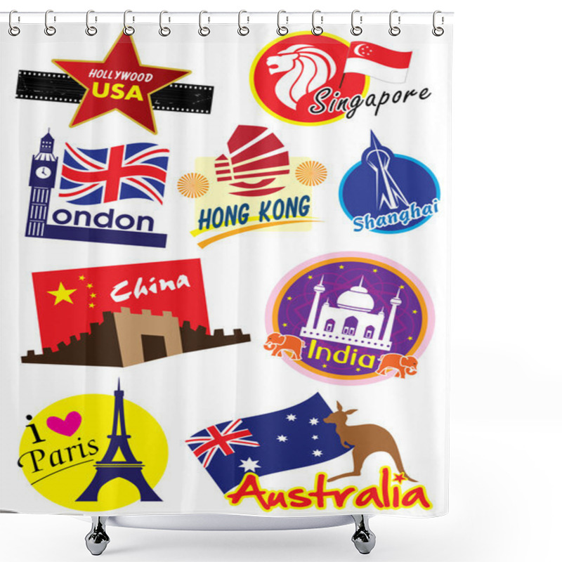 Personality  Travel Sticker Shower Curtains