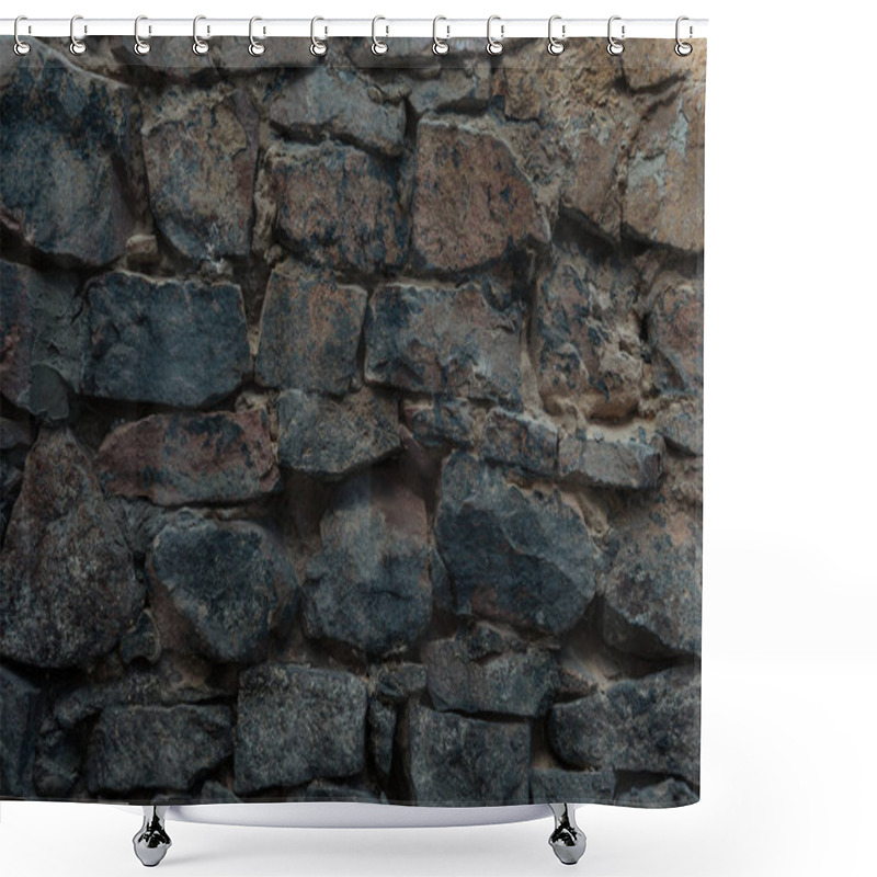 Personality  Close-up View Of Dark Grey Stone Wall Texture Shower Curtains