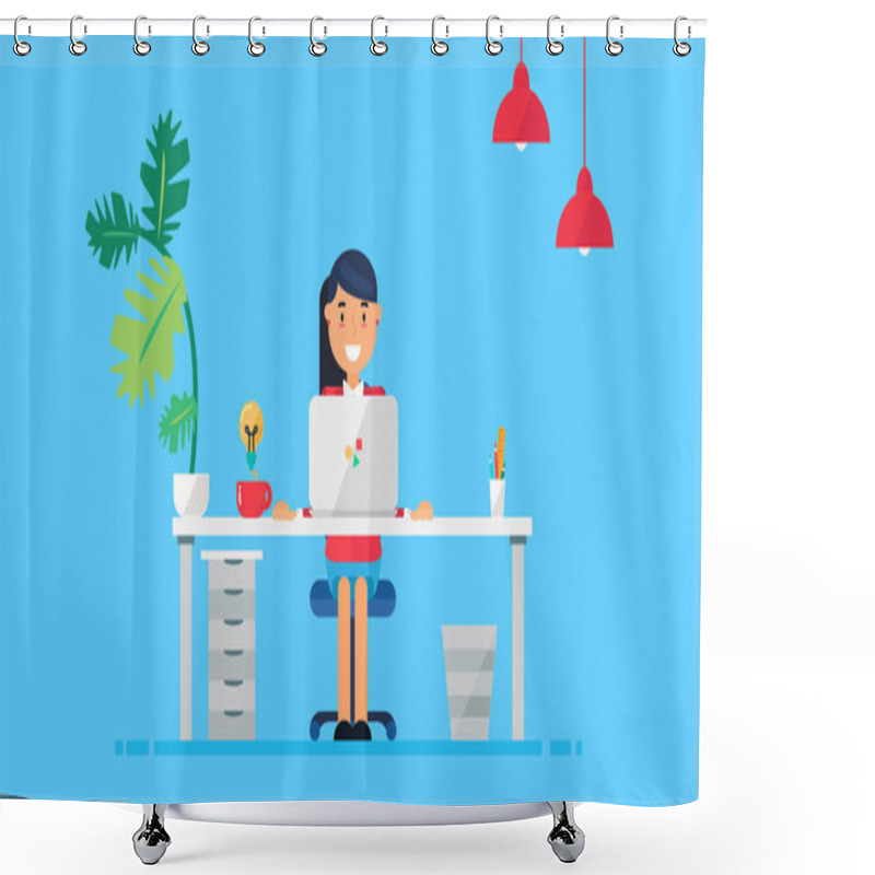 Personality  Creative Tech Workspace Shower Curtains