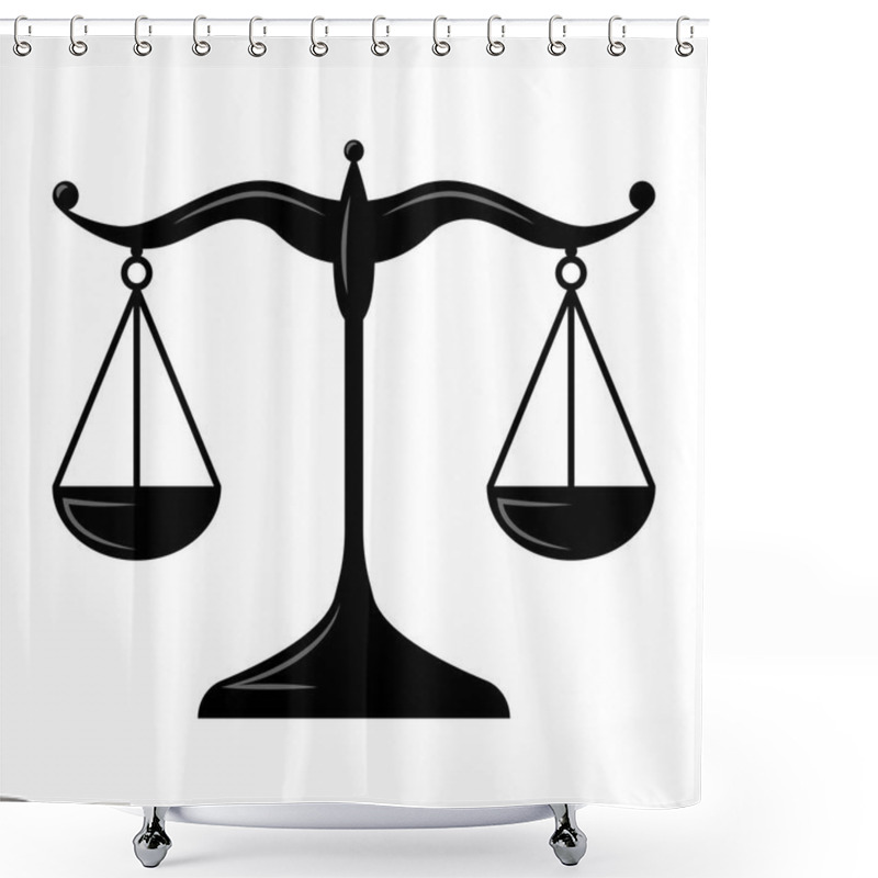 Personality  Scales Of Justice. Black And White, Monochrome Icon.Concept Of Justice.Vector Illustration. Shower Curtains