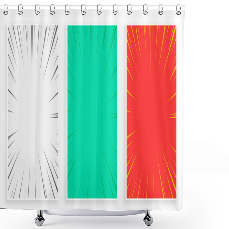 Personality  Comic Zoom Lines Banners Set Shower Curtains