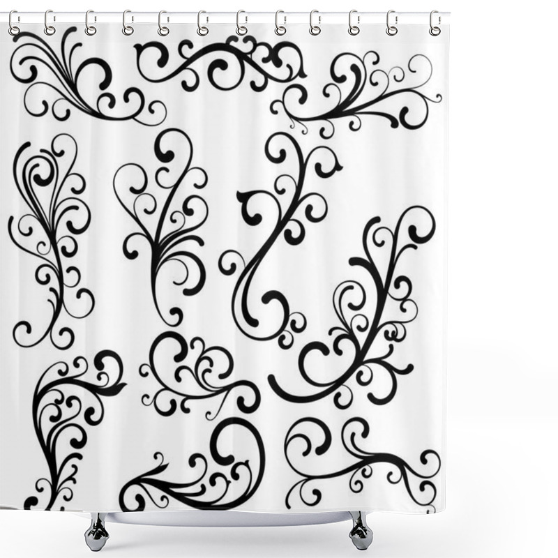 Personality  Beautiful Abstract Curls Collection. Elegant Floral Vector Concept. Shower Curtains