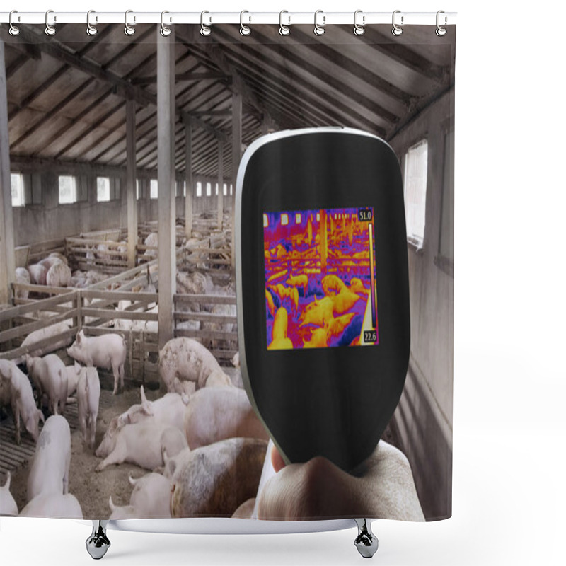 Personality  Thermal Image Of Pig Farm Shower Curtains