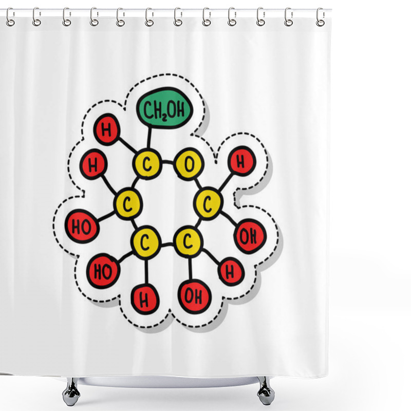 Personality  Glucose Formula Sticker Doodle Icon Shower Curtains