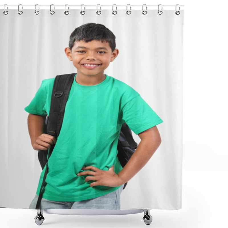 Personality  Smiling Young School Boy Shower Curtains