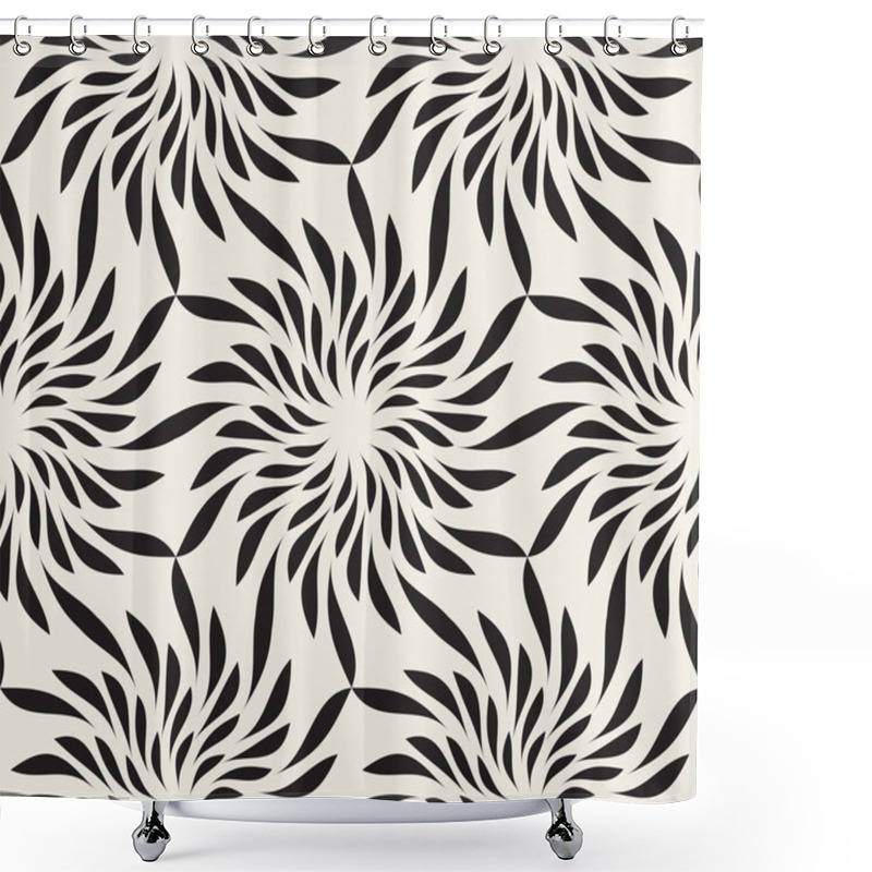 Personality  Vector Seamless Black And White Floral Shape Twirl Pattern Shower Curtains