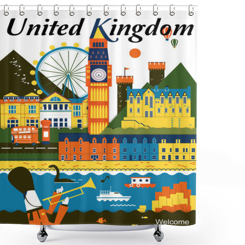 Personality  United Kingdom Travel Poster Shower Curtains