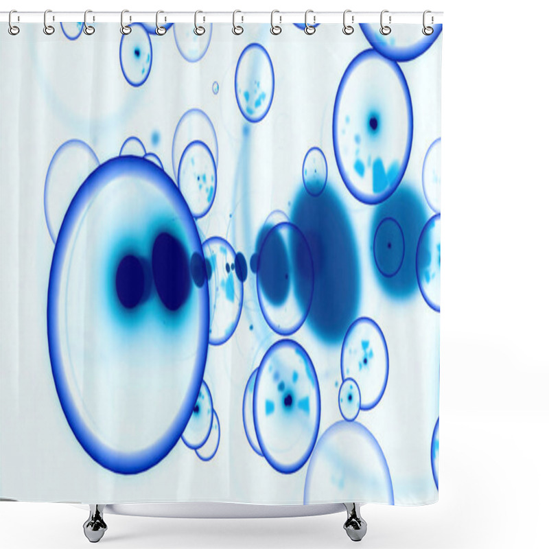 Personality  Moving Molecular Bubbles With Embryos. Design. Bubbles With Infection Move In Flow Of Body. Animation Of Moving Charged Molecules In Space. Shower Curtains