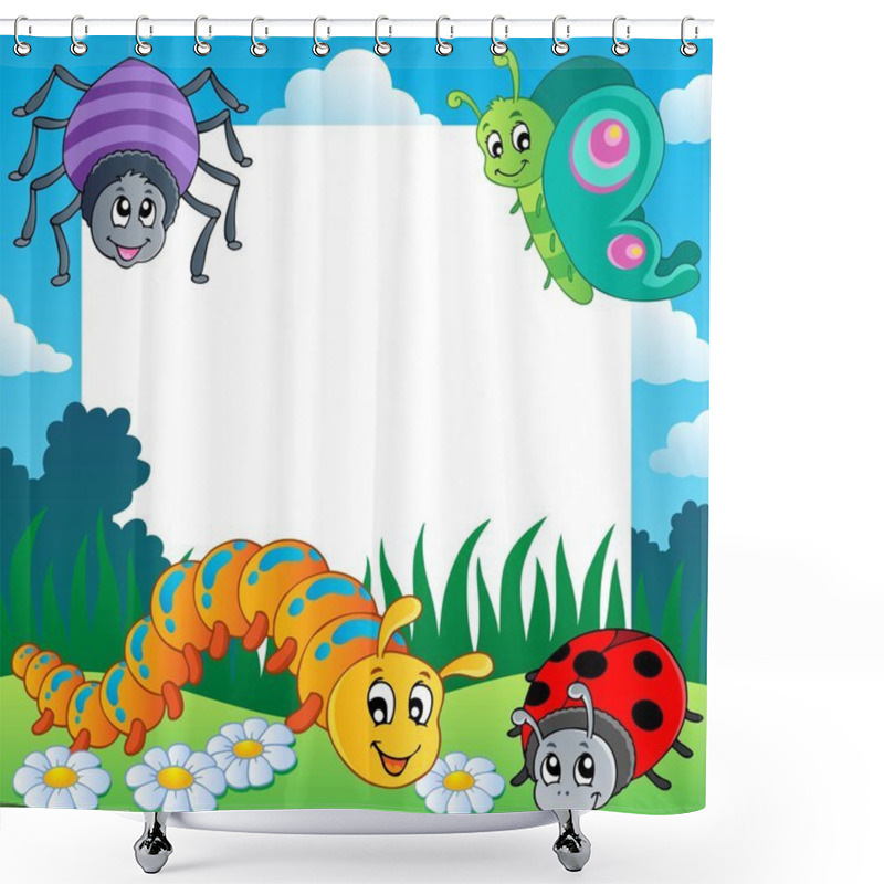 Personality  Frame With Bugs Theme 1 Shower Curtains