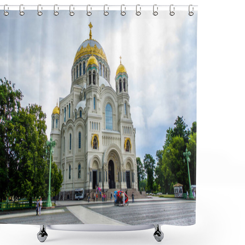 Personality  St. Petersburg Kronshtadt Russia June 19 2018. Naval St. Nicholas Cathedral In Kronstadt. Shower Curtains