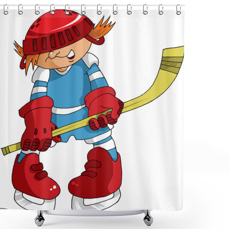 Personality  Little Hockey Player Shower Curtains