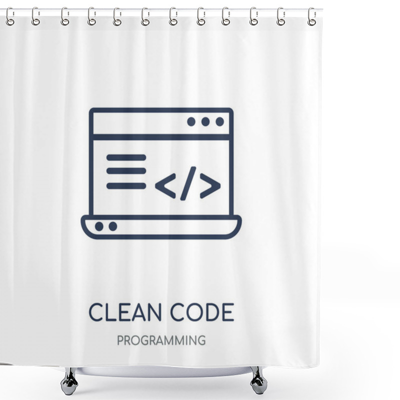 Personality  Clean Code Icon. Clean Code Linear Symbol Design From Programming Collection. Simple Outline Element Vector Illustration On White Background. Shower Curtains