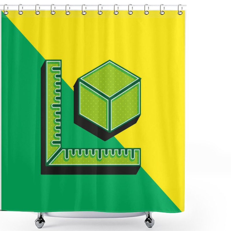 Personality  3d Printing Measure Green And Yellow Modern 3d Vector Icon Logo Shower Curtains