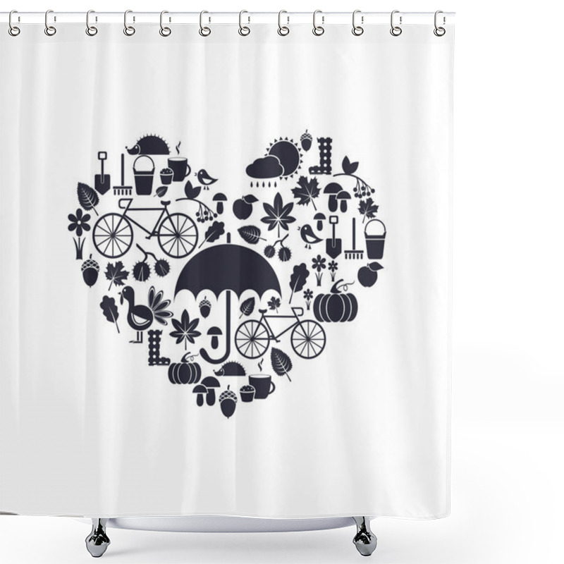 Personality  Heart Of Autumn Silhouettes Shower Curtains