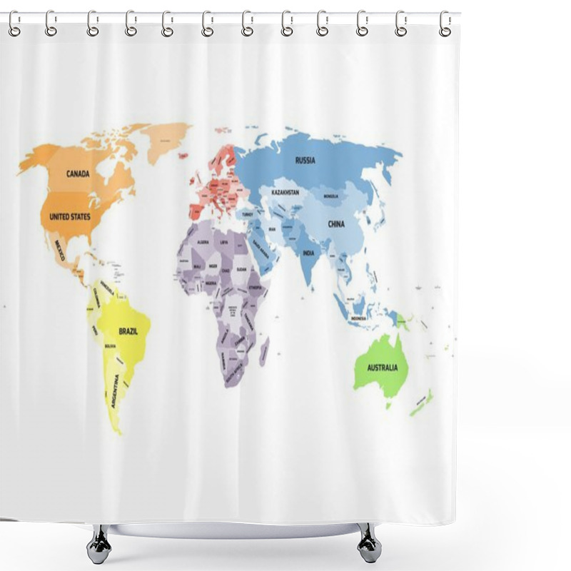 Personality  Political World Map On White Background. Shower Curtains