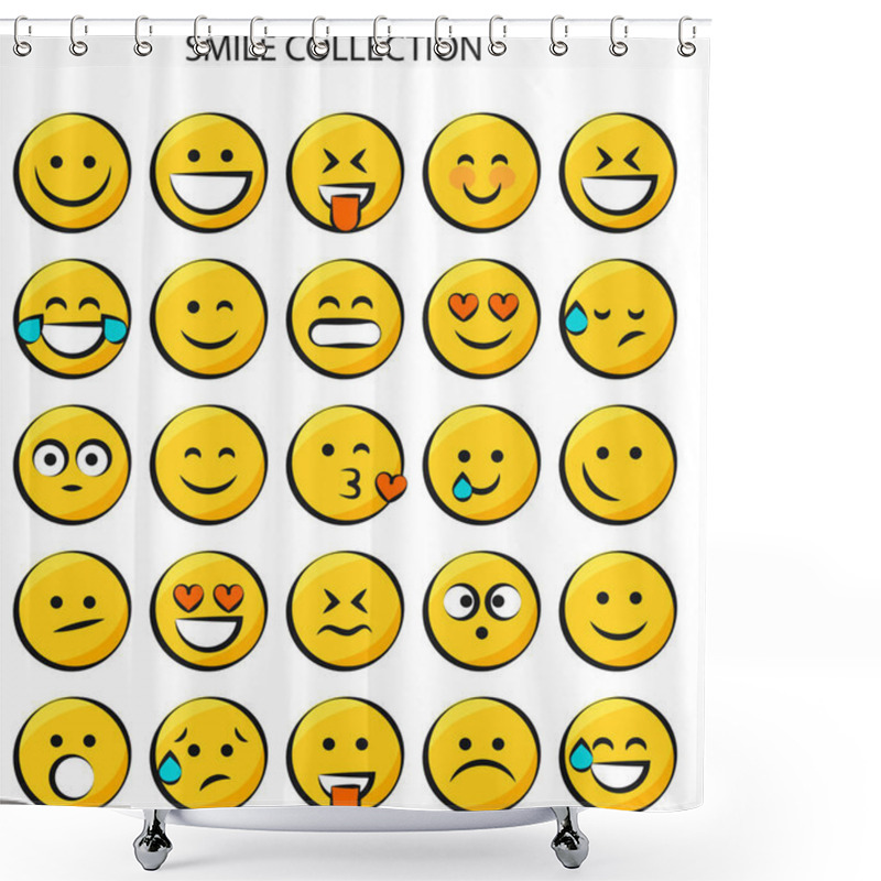 Personality  Smiles Collection Vector Illustrator Shower Curtains