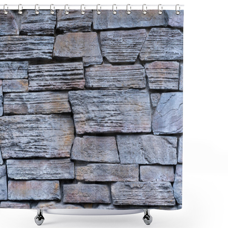 Personality  Texture Old Stone Wall Gray. Background Wall Old Stone House. Shower Curtains