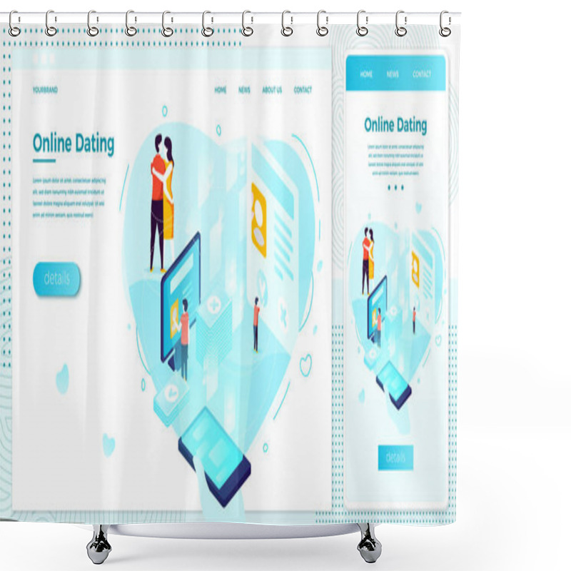 Personality  Vector Online Dating Mobile Application Web Set Shower Curtains