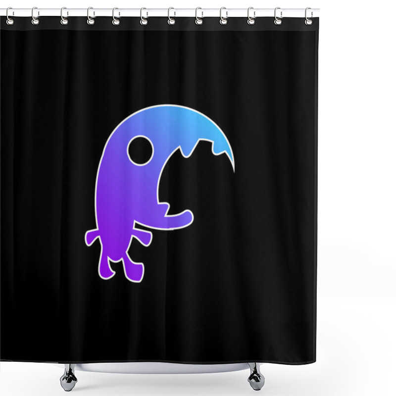 Personality  Big Mouth Monster Blue Gradient Vector Icon Shower Curtains