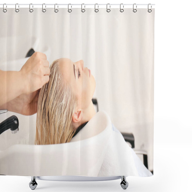 Personality  Hairdresser Washing Woman's Hair Shower Curtains