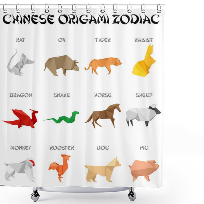 Personality  Chinese Origami Zodiac Signs Shower Curtains