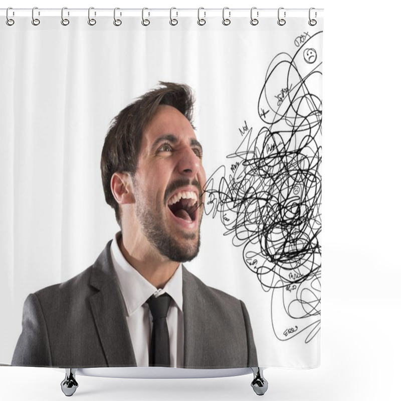 Personality  Stressed Businessman Screams Shower Curtains