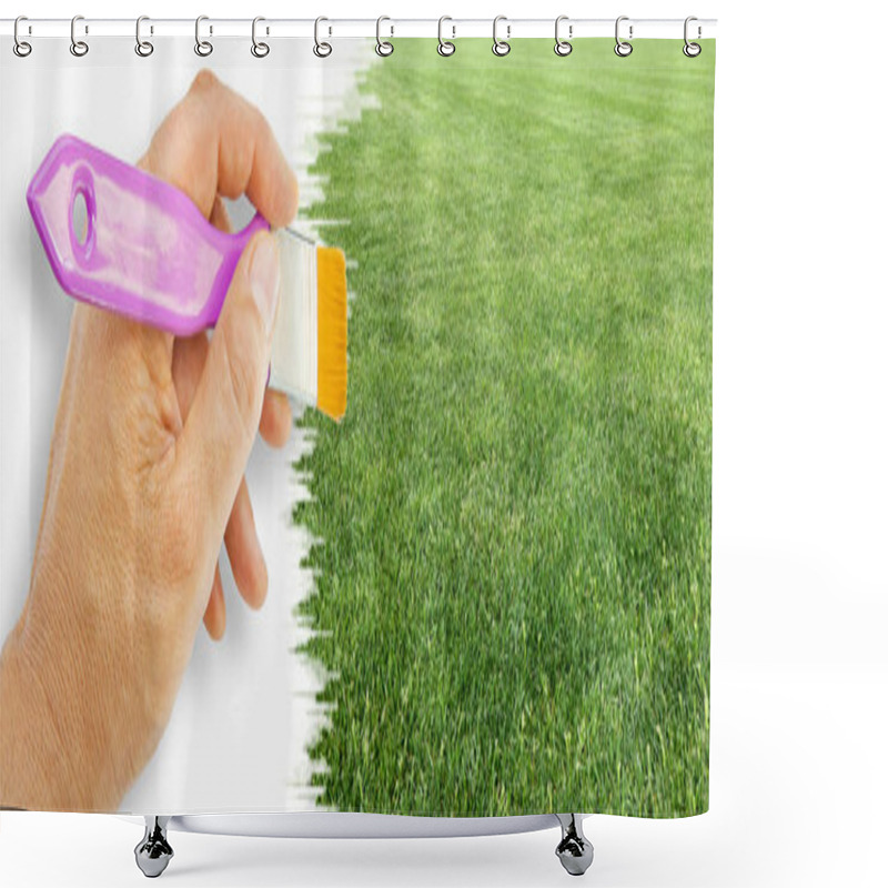 Personality  Detail Of A Beautiful Green Mowed Lawn - Image With Copy Space Shower Curtains