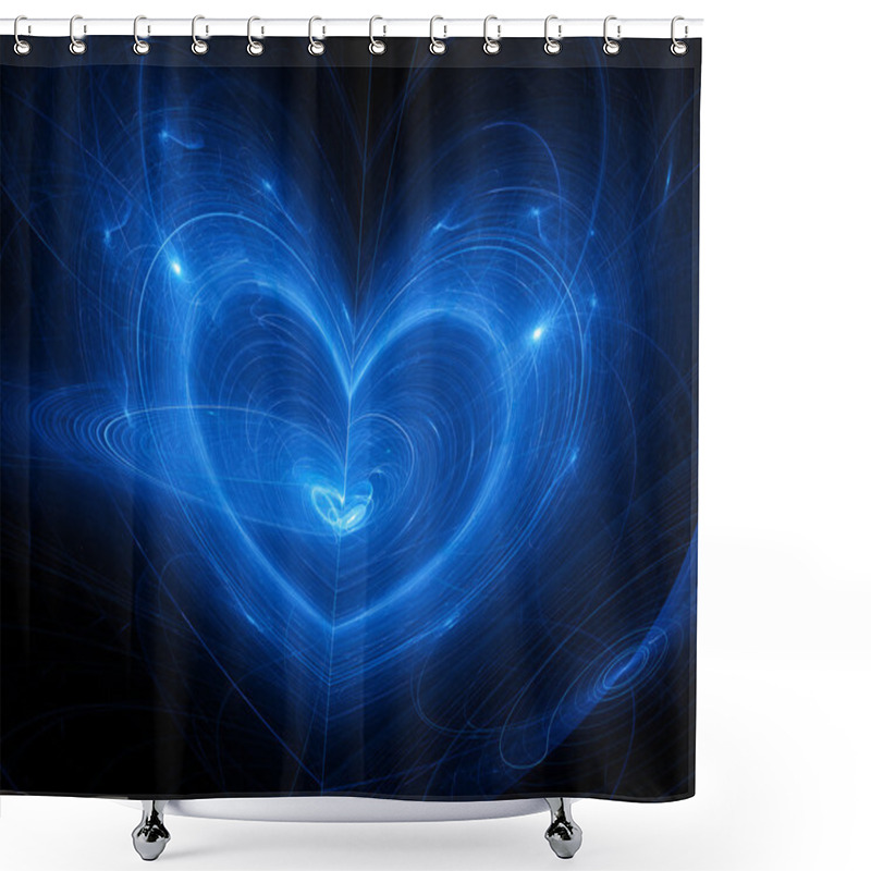 Personality  Blue Heart Fantasy Nebula In Space Shower Curtains