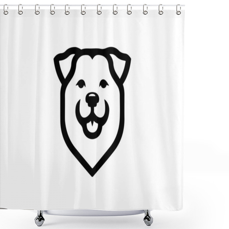 Personality  Minimalist Lines Outline The Dog Logo Design Icon Symbol Vector Illustration. Shower Curtains