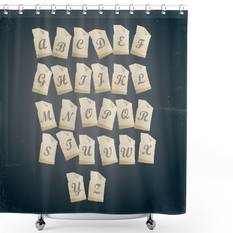 Personality  Alphabet On Paper, Vector Illustration Shower Curtains