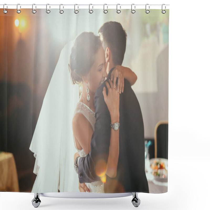 Personality  Happy Bride And Groom On Their Wedding Shower Curtains