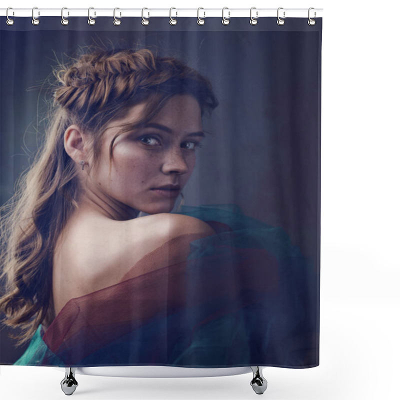 Personality  Miracle Female Art Portrait Of Yong Woman With Rounded Braid Crown. Shower Curtains