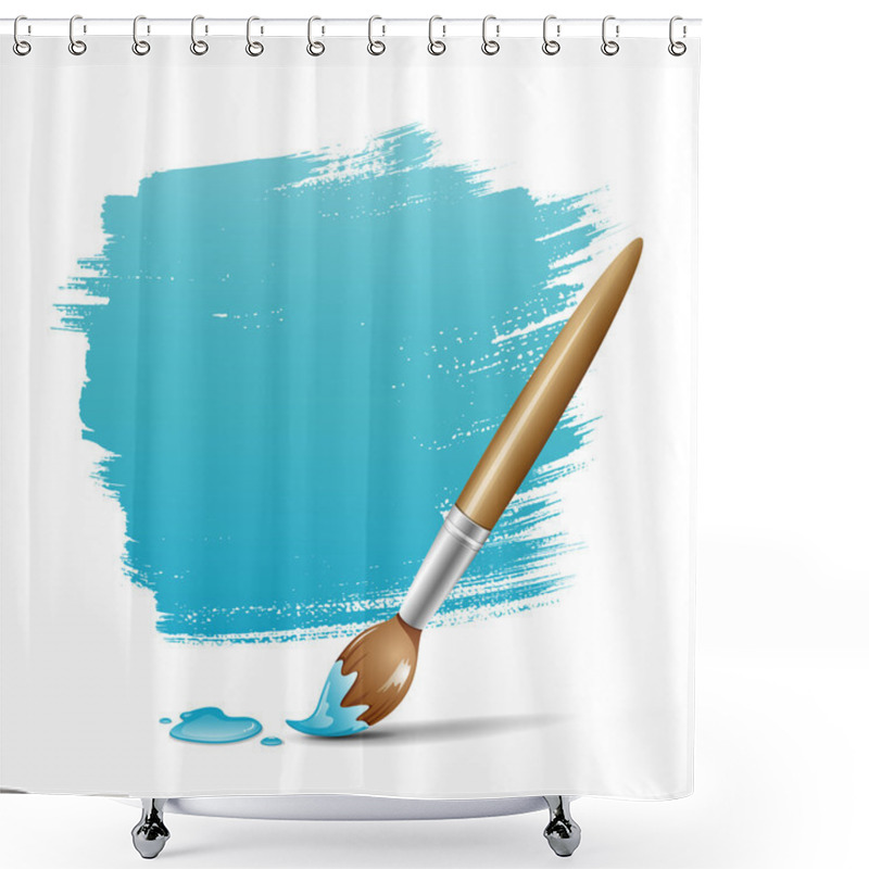 Personality  Paint Brush. Blue Space Your Text Design Shower Curtains