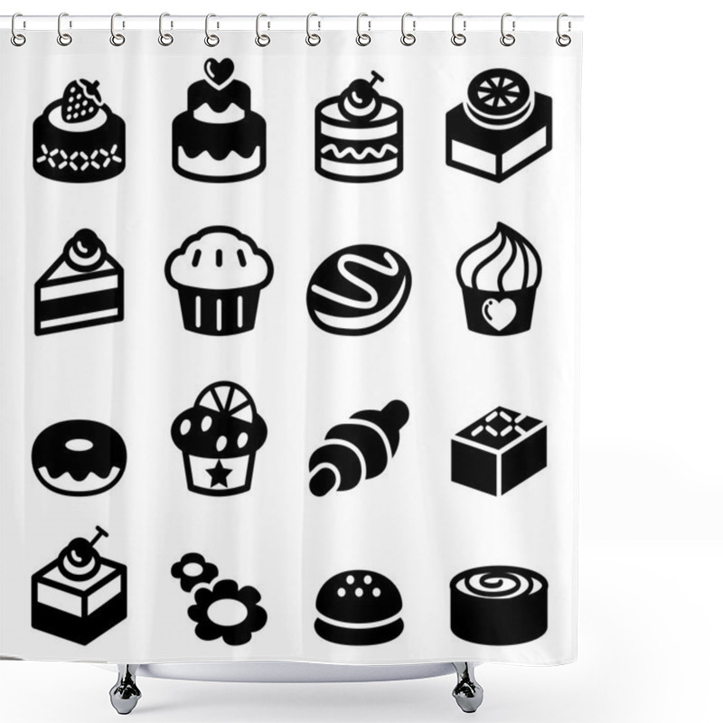 Personality  Dessert & Bakery Icon Set  Vector Illustration Shower Curtains