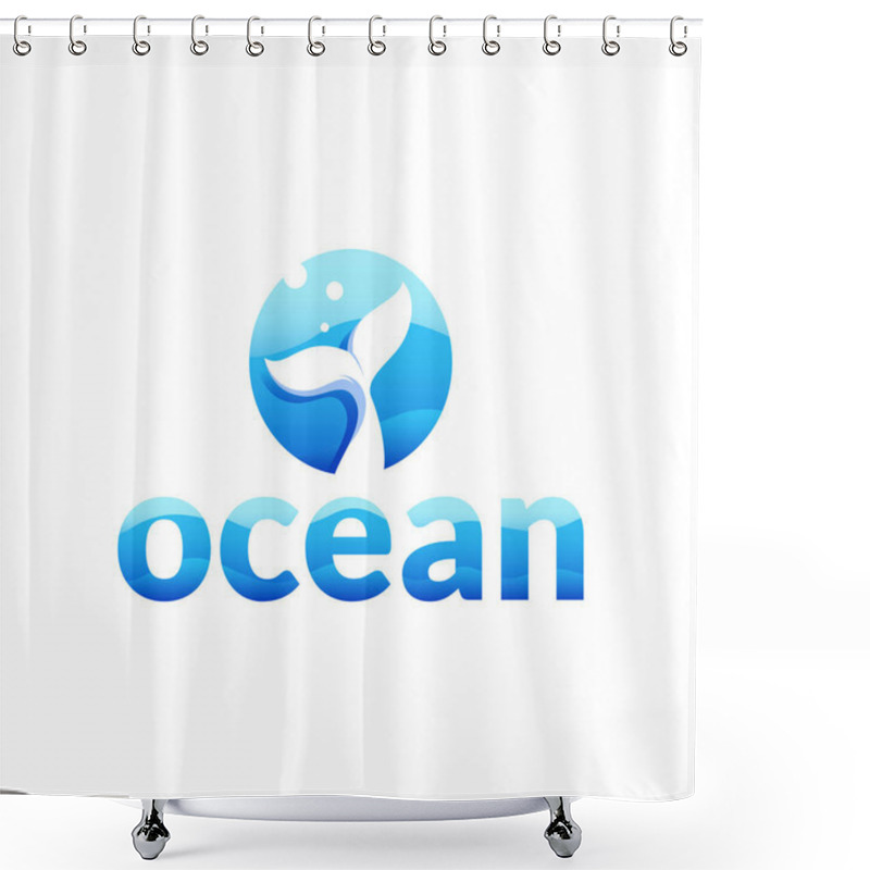 Personality  Ocean - Letter O Logo With Whale Tail In The Sea Concept Shower Curtains