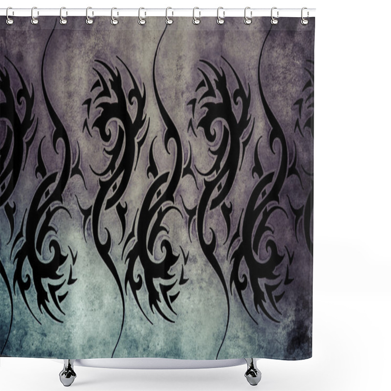 Personality  Tattoo Design Over Grey Background Shower Curtains