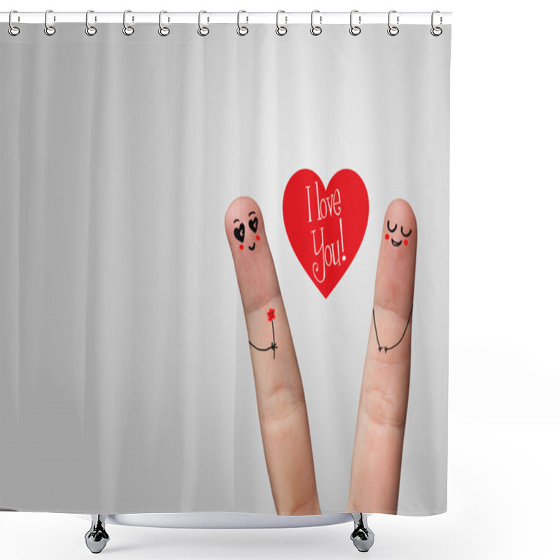 Personality  Happy Finger Hug Shower Curtains